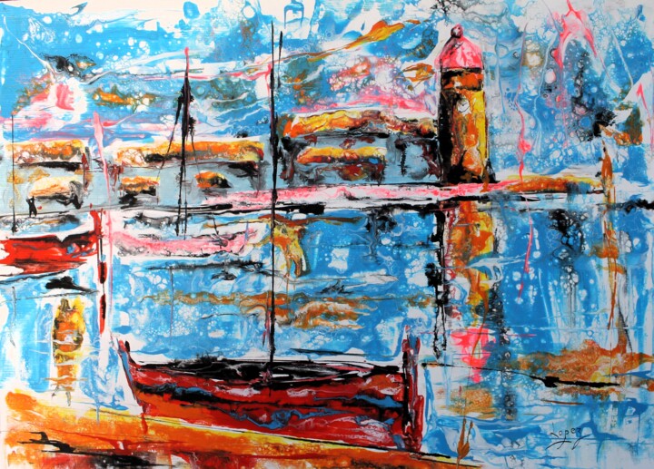 1688 nuit sur Collioure 绘画, 9.8x13.8 in