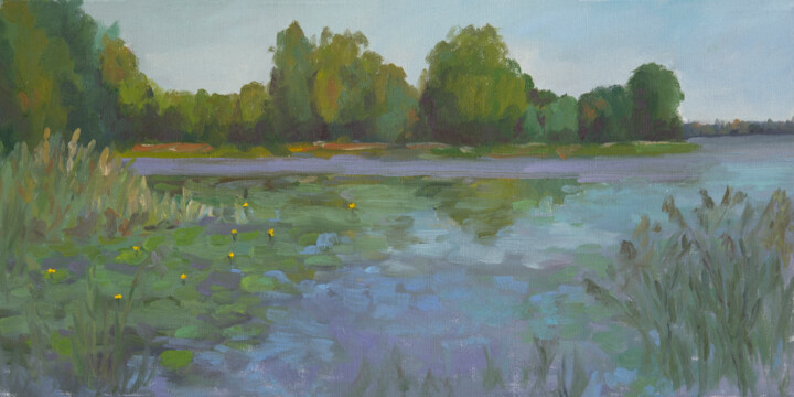 "Water lilies" başlıklı Tablo Svetlana Lebedeva tarafından, Orijinal sanat, Petrol Ahşap Sedye çerçevesi üzerine monte edilm…