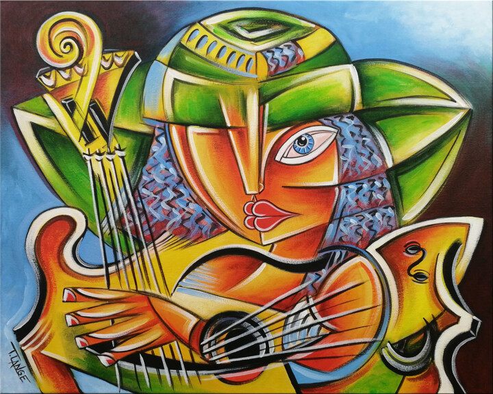 Musical Woman #293 絵画, 15.8x19.7 in