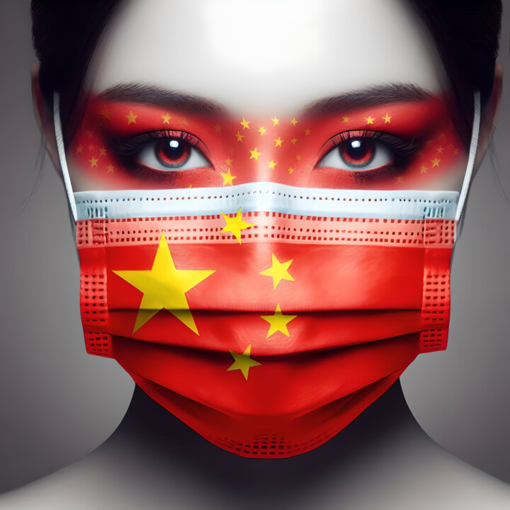 Asian girl in medical mask 数字艺术