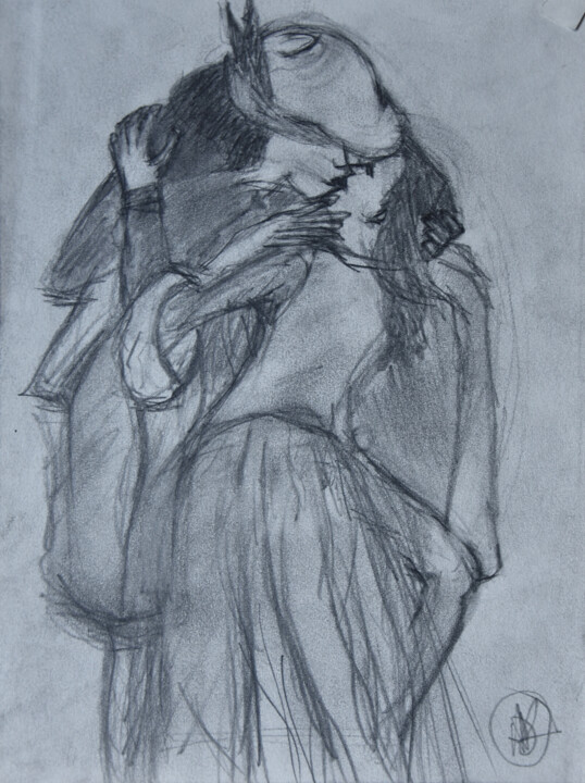 Étude du baiser (d'après Francesco Hayez) 图画, 10.8x8.3 in