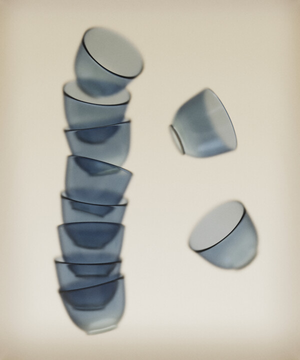 印花与版画 标题为“Blue Glass no.4” 由Kolle, 原创艺术品, 三维建模 安装在铝上