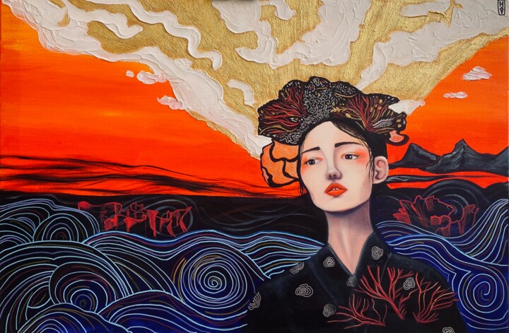 Ode to the Sea and Sky Painting, 23.6x35.4 in