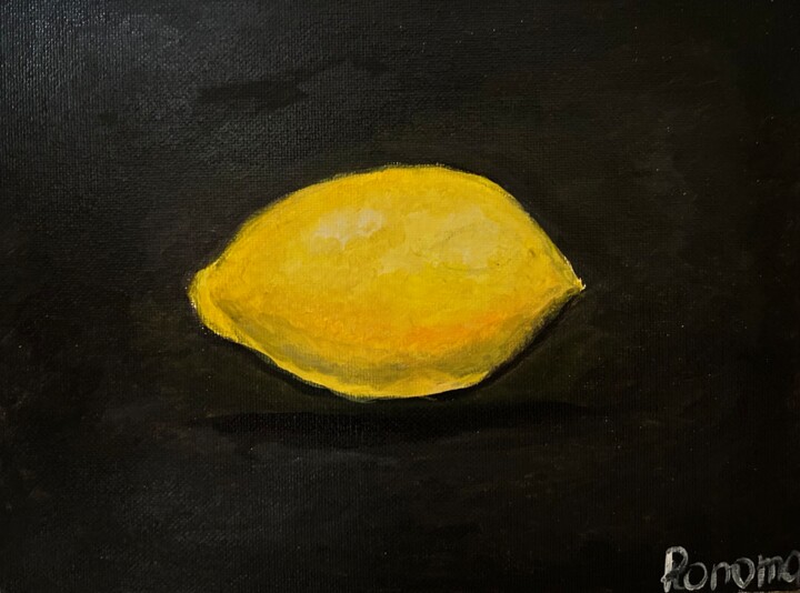 Lemon acrylic on canvas 绘画, 7.1x9.5 in