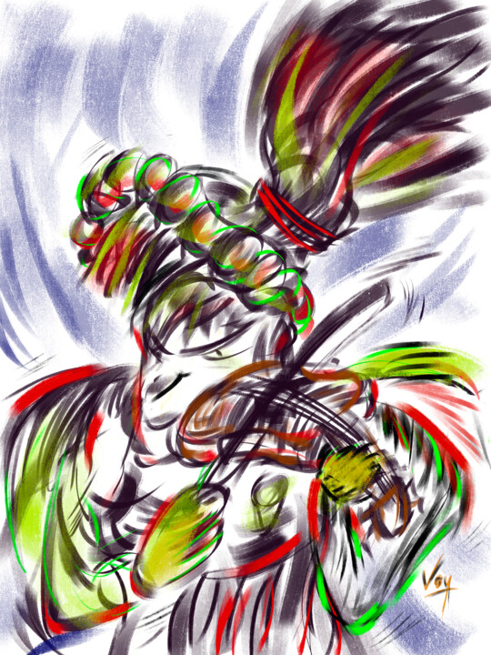 Arts numériques intitulée "Violon" par Voy, Œuvre d'art originale, Peinture numérique