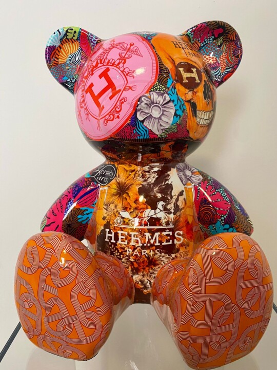 Sculpture titled "Hermès pop art Teddy" by Naor 26, Original Artwork, Resin