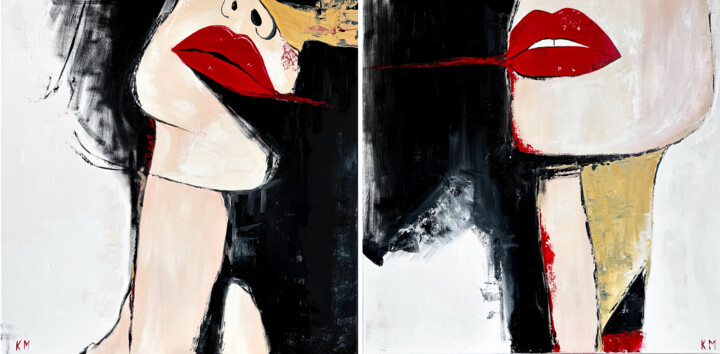 Diptych: Echo of Desire 绘画, 31.5x63 in