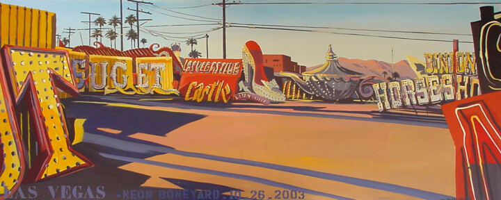 N°56 : Neon Boneyard Schilderij, 47,2x118,1 in