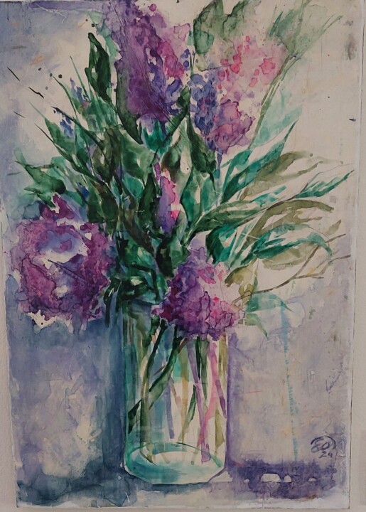 vaso di ortensie 绘画, 19.7x13.8 in