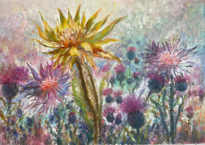 "Thistle" 绘画, 27.6x39.4 in
