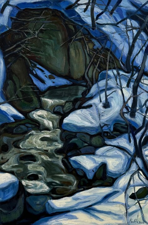 ''Winter landscape''. Tablo, 23,6x15,8 in