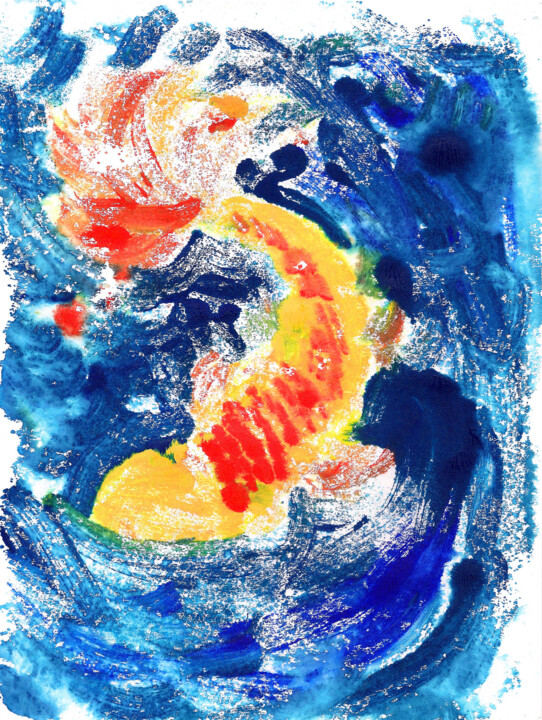 Koi Fish Mixed Media 印花与版画, 10.8x8.3 in