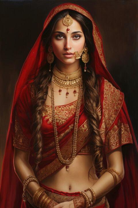Portrait of a young girl from India. 3 数字艺术