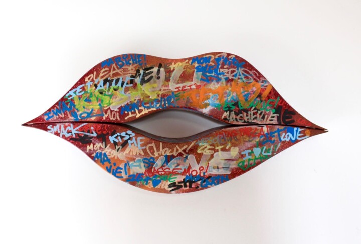 Painting titled "Kiss Me!" by Tweak Art, Original Artwork, Spray paint