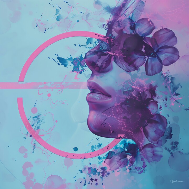 Violet dreamy portrait 绘画, 19.7x19.7 in