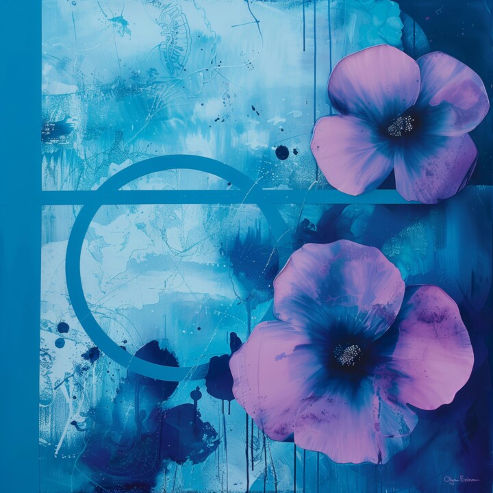 Minimalist Abstract Flowers Картина, 19,7x19,7 in