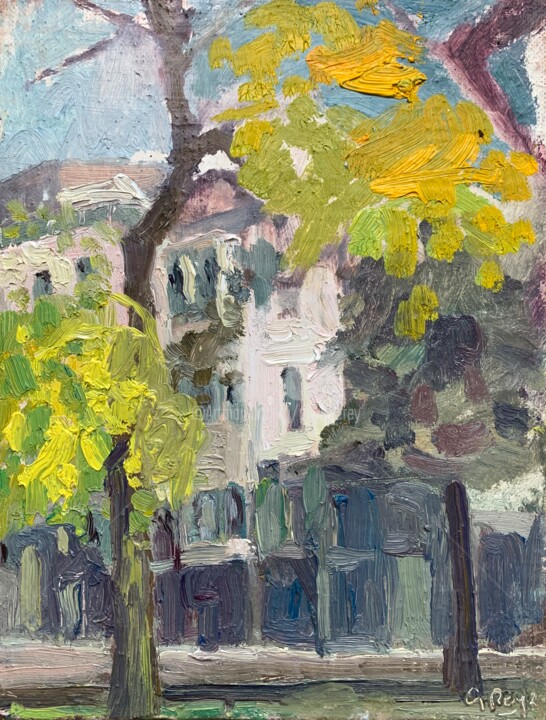 Soho Square, London 绘画, 8.1x6.3 in