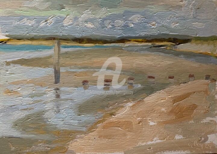 绘画 标题为“Posts at Low Tide,…” 由Georgina Rey, 原创艺术品, 油