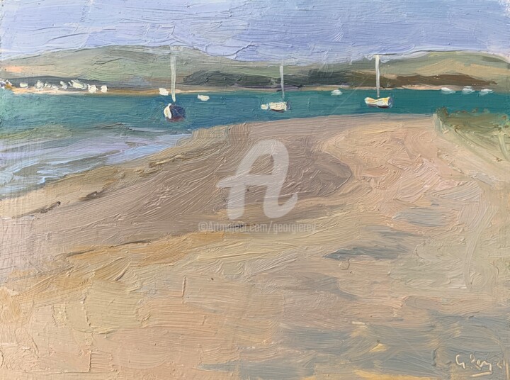 Painting titled "Beach at East Head,…" by Georgina Rey, Original Artwork, Oil
