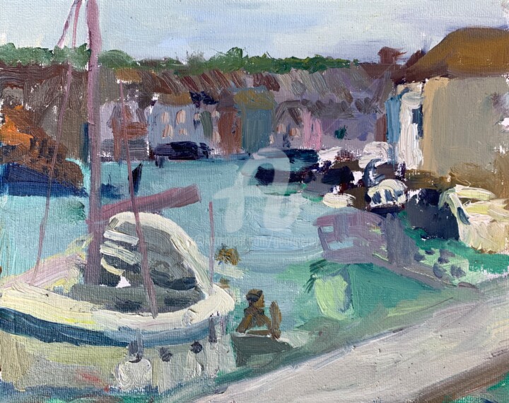 Painting titled "Boats at Weymouth" by Georgina Rey, Original Artwork, Oil