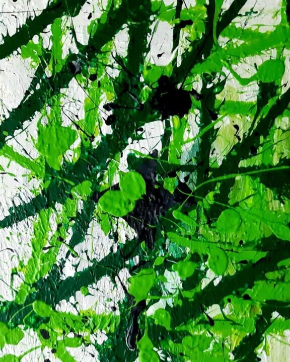 Ζωγραφική με τίτλο "Amazonia" από Youcef Bendou, Αυθεντικά έργα τέχνης, Ακρυλικό Τοποθετήθηκε στο Ξύλινο φορείο σκελετό