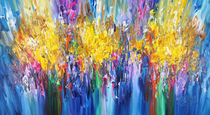 Blue Symphony L 8 绘画, 33.5x61 in
