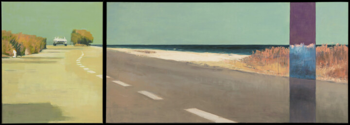 Long yellow road Tablo, 24x68 in