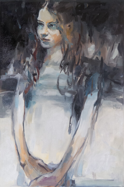 Portrait of Young Woman 绘画, 33.5x23.2 in