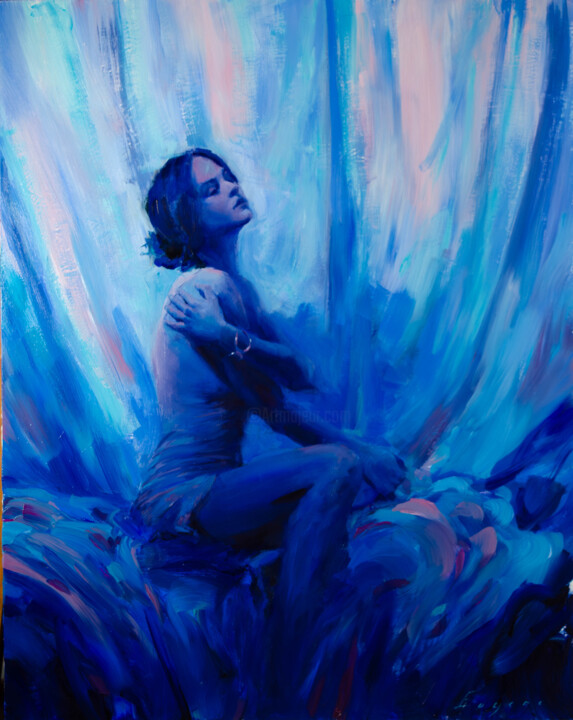 Wrapped in Blue Dreams 绘画, 19.7x15.8 in