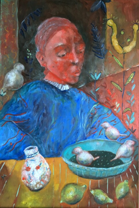 Vogel Flüster 绘画, 23.6x15.8 in