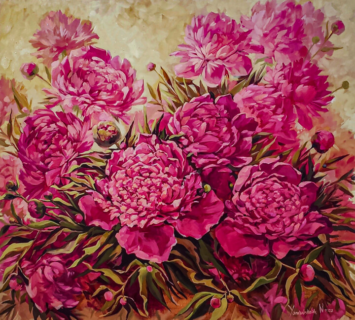 Peonies. Flowers of Passion Schilderij, 35,4x39,4 in