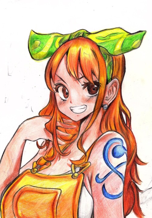 Ritratto di Nami pastelli Derwent su carta Tekening, 11,8x8,3 in