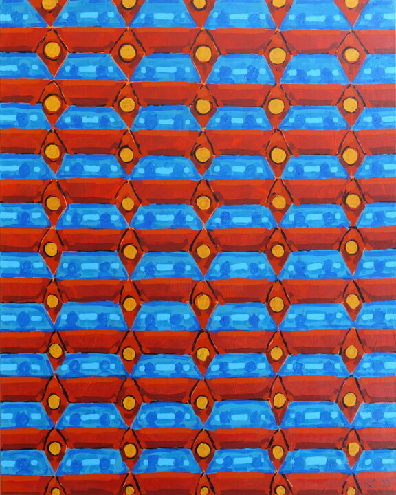 Malerei mit dem Titel "Auto Pattern" von Detlef Lemme (Farbenkugel), Original-Kunstwerk, Acryl Auf Keilrahmen aus Holz monti…