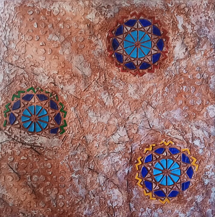 "Persepolis" textured painting 绘画, 15.8x15.8 in