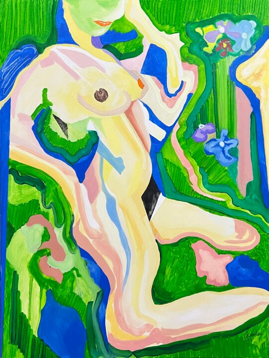 The Green-eyed Goddess 绘画, 31.5x23.6 in