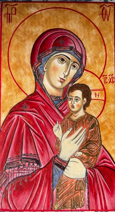 Madre di Dio Odegitria Schilderij, 9,5x5,5 in