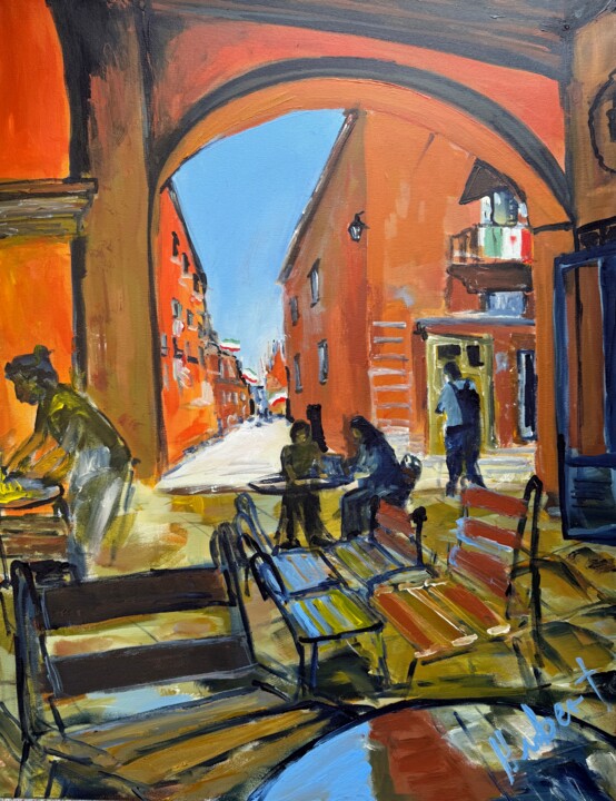 San Miguel de Allende - Cafe 绘画, 35.4x27.6 in