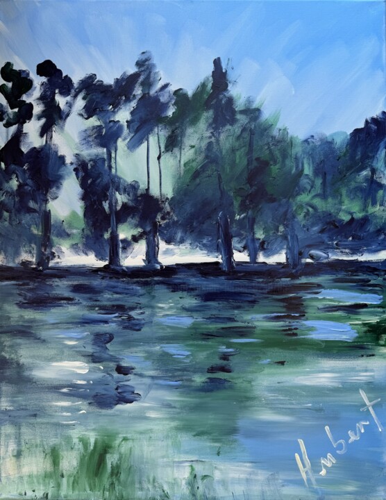 Der Rhein bei Oestrich 绘画, 35.4x27.6 in