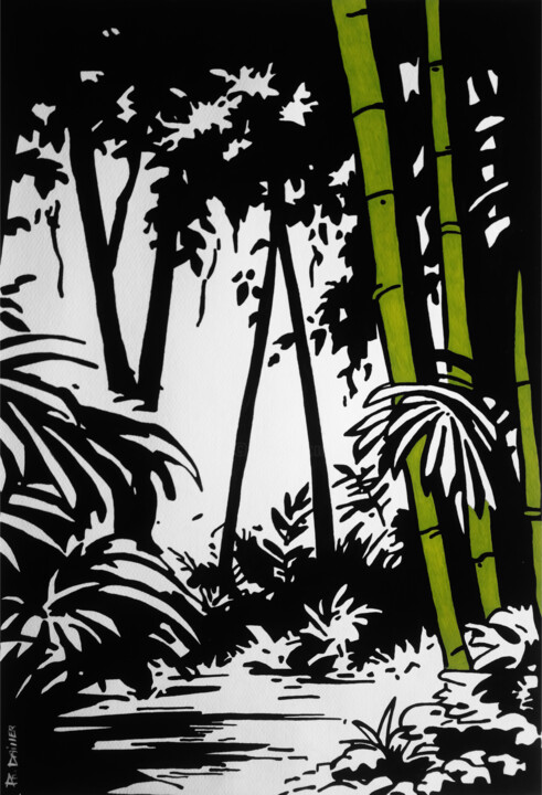 Bamboo Forest Painting, 27.6x19.7 in