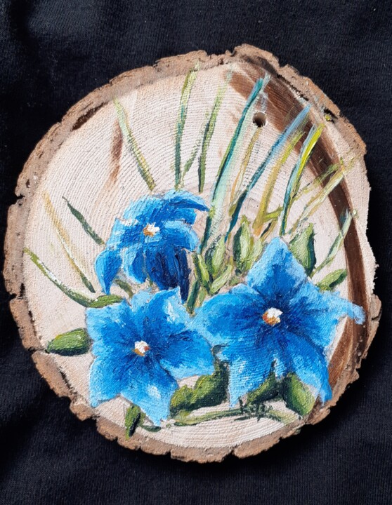 Gentianes bleues 绘画, 5.9x3.9 in