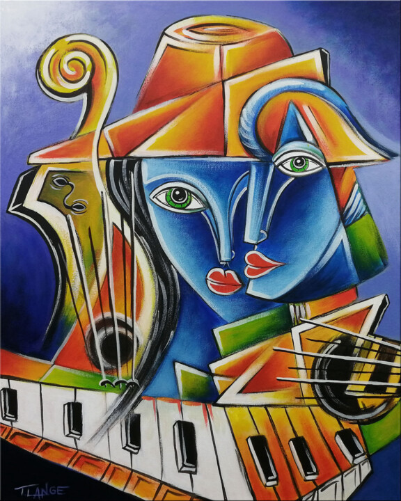 Musical Duo #M294 绘画, 19.7x15.8 in