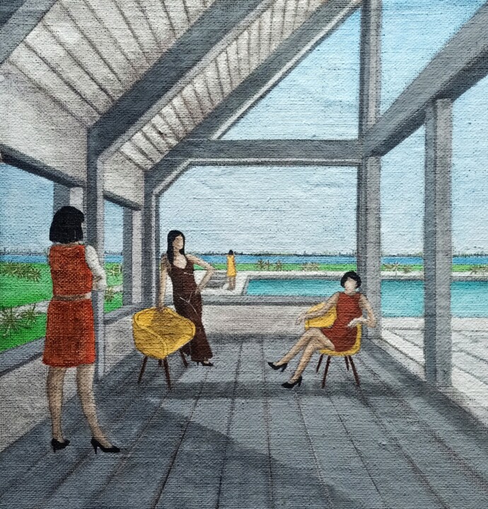Painting titled "LE RAGAZZE" by Antonella Preti, Original Artwork, Acrylic Mounted on Wood Stretcher frame