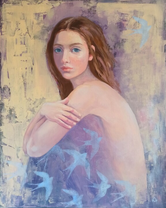 Картина под названием "Birth of Spring" - Alyona Masterkova, Подлинное произведение искусства, Масло