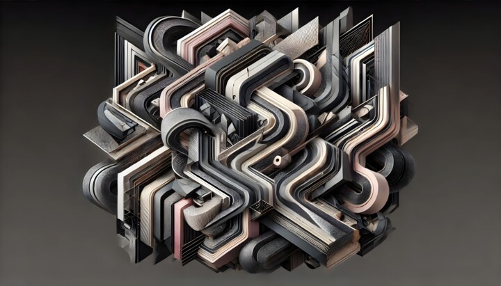 数字艺术 标题为“Abstrakte 3D-Strukt…” 由Daniel Bauer, 原创艺术品, AI生成的图像