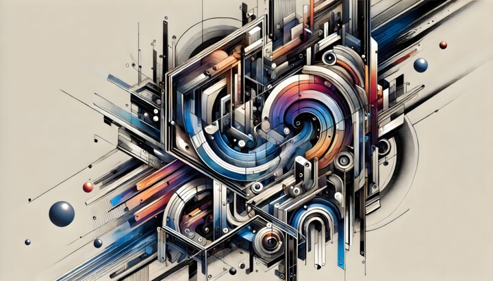Abstrakte technische Komposition in futuristischen Farbtönen 数字艺术