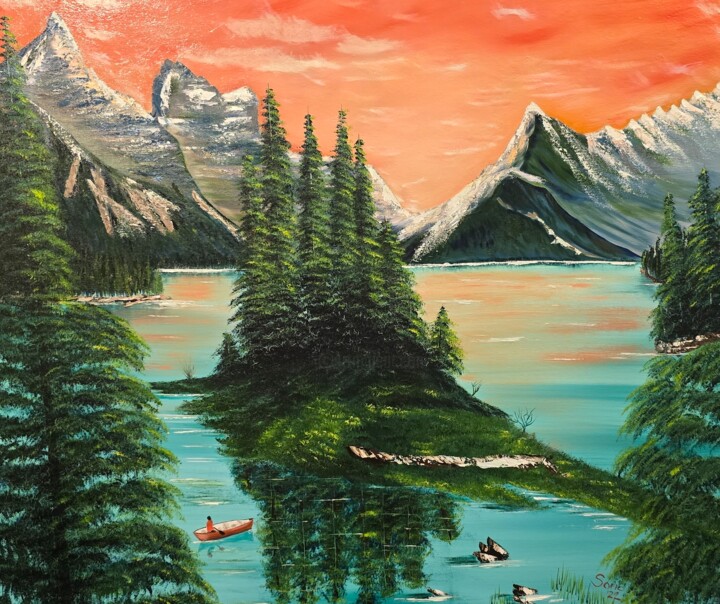Maligne lake, Canada 绘画, 30x36 in