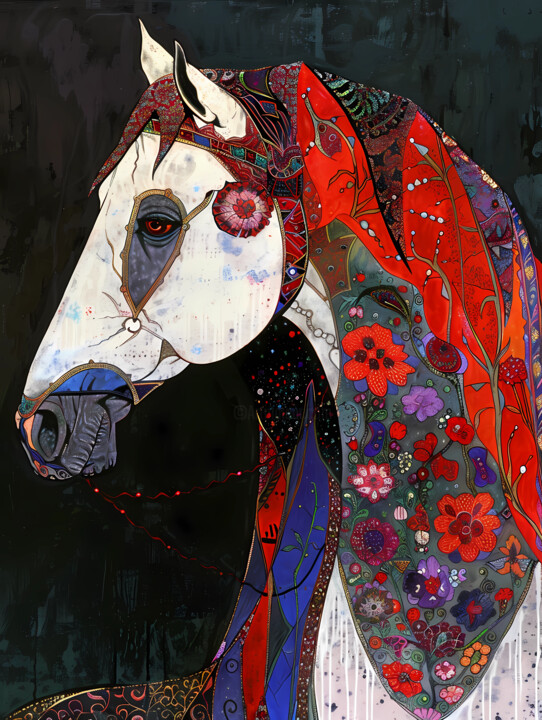The Crimson-Maned Horse 数字艺术
