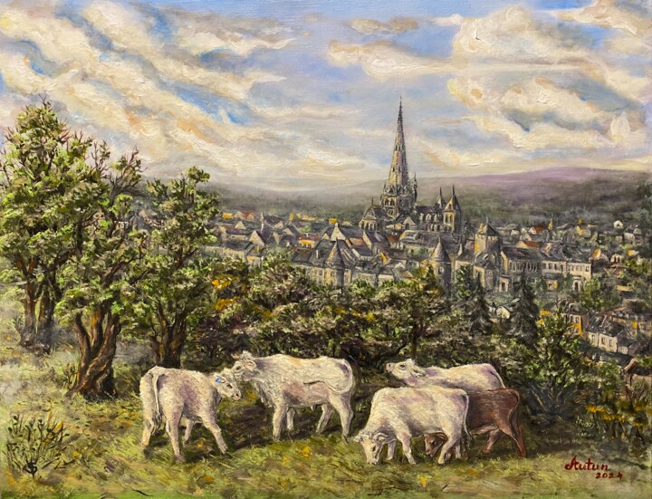 Autun ville 绘画, 27.6x35.4 in