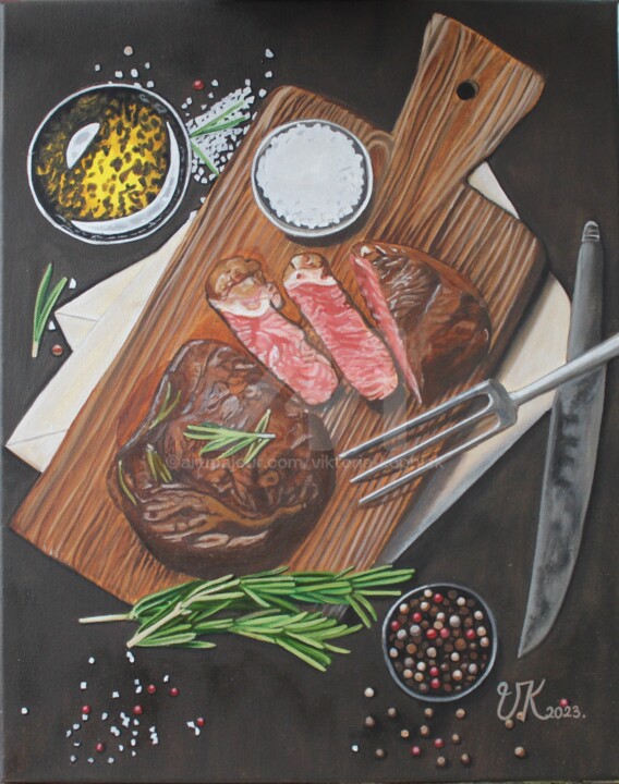 ‘Roast with sprigs of rosemary’ 绘画, 19.7x15.8 in