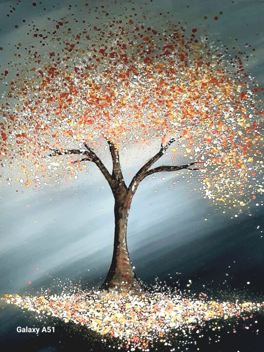 Peinture intitulée "Arbre d'or, d'argen…" par Marie-Christine Maudet, Œuvre d'art originale, Acrylique Monté sur Châssis en…